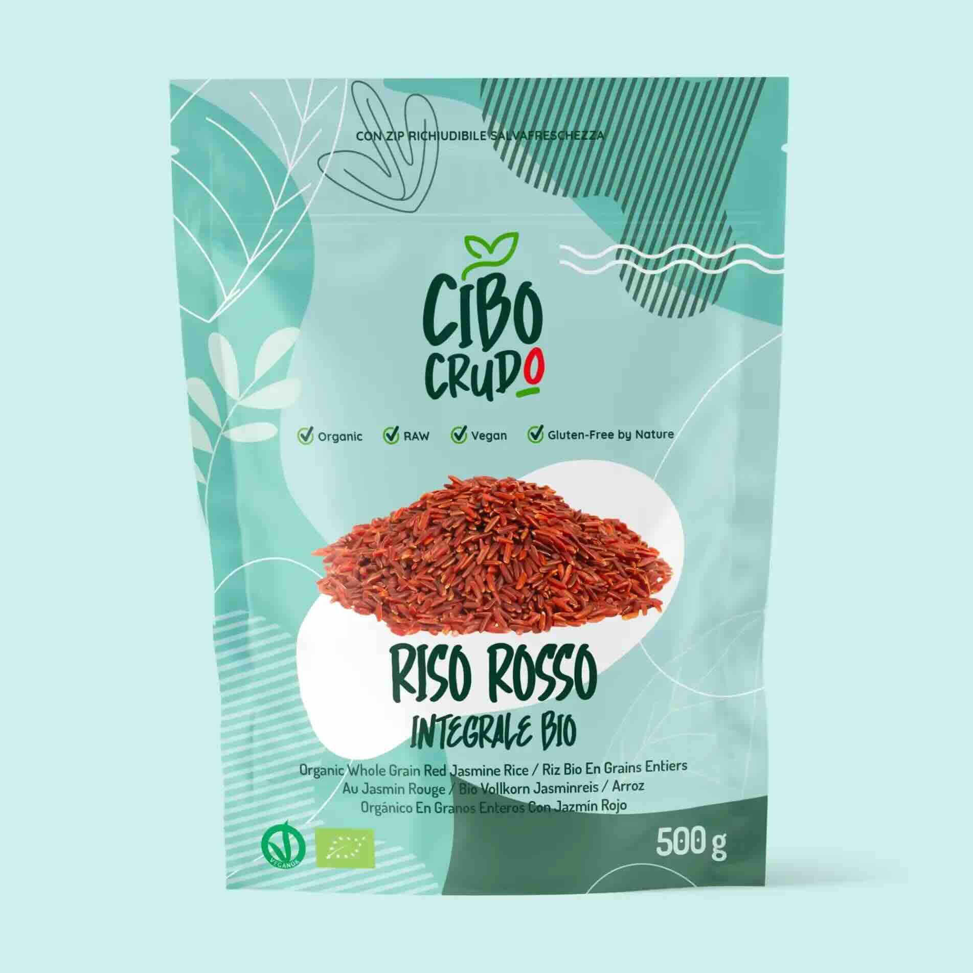 Riso Rosso Integrale Crudo Bio - Integral Red Rice Raw Organic - 500 gr